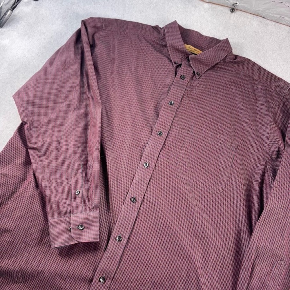 Roundtree & Yorke Gold Label Shirt Mens 3XT Burgundy Micro Check Non-Iron Cotton
